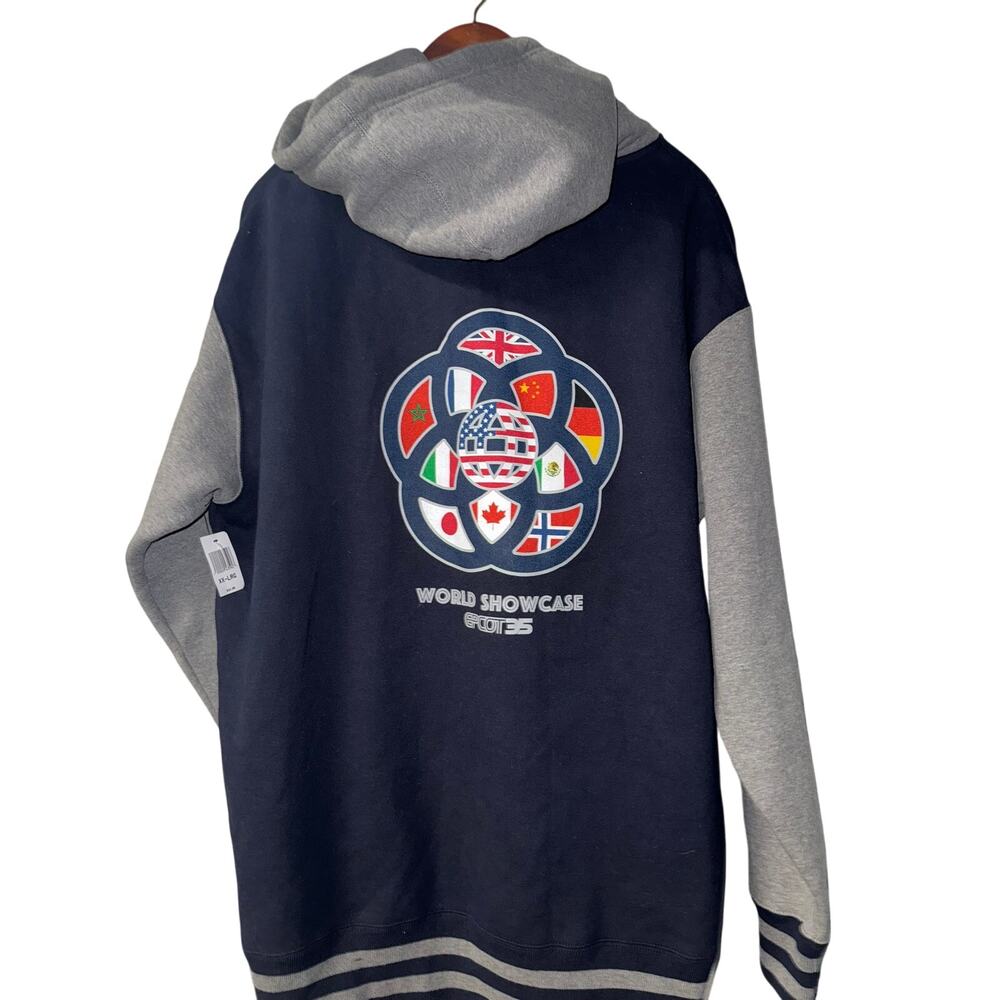 RARE NWT Disney Parks EPCOT 35 World Showcase Varsity Full Zip Hoodie Men's 2XL
